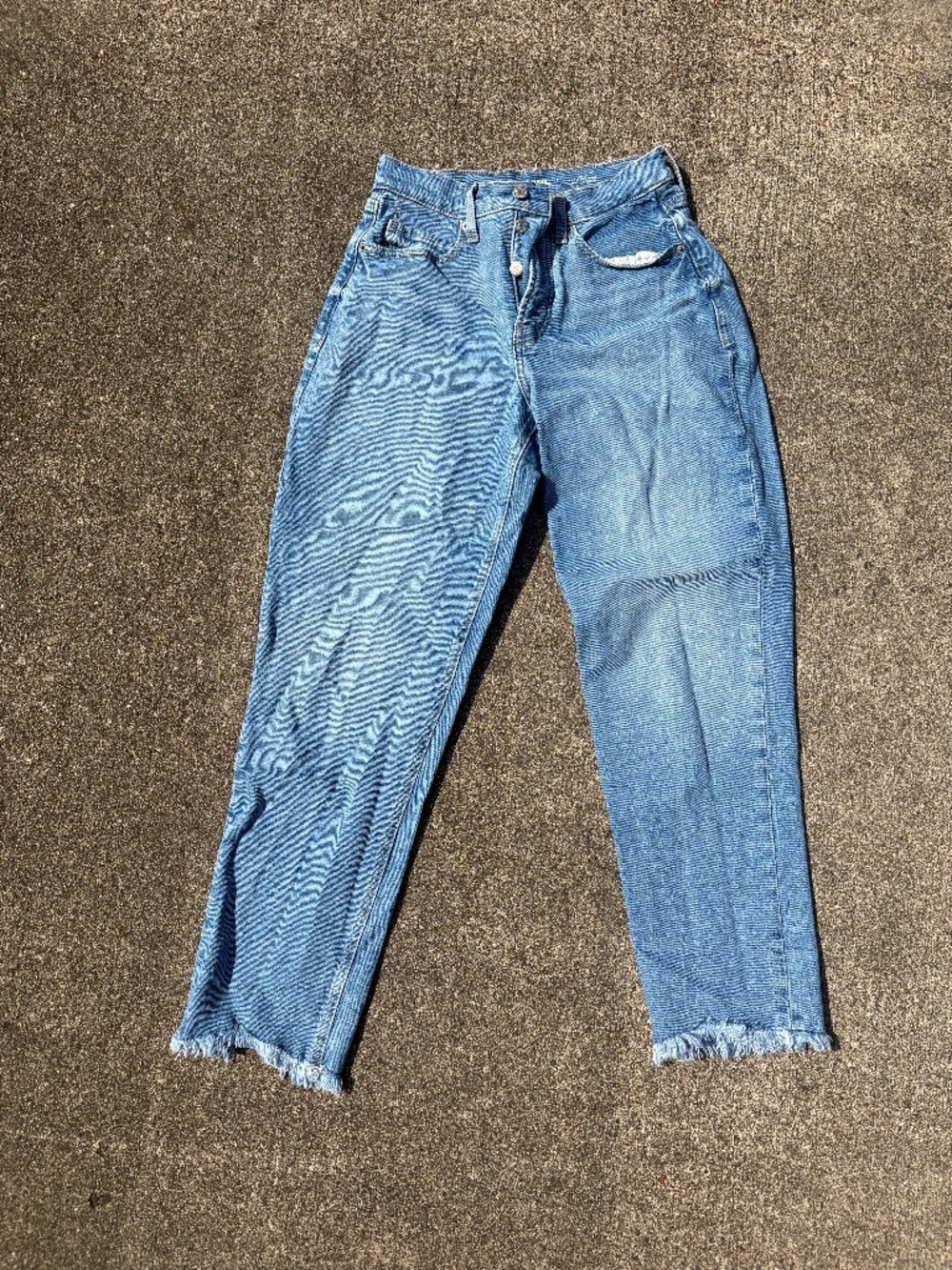 Old Navy Womens 2 curvy Sky Hi Straight Jeans Blue Button Fly Raw Hem High Rise